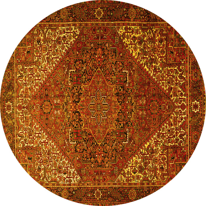 Round Machine Washable Persian Yellow Traditional Rug, wshtr1569yw