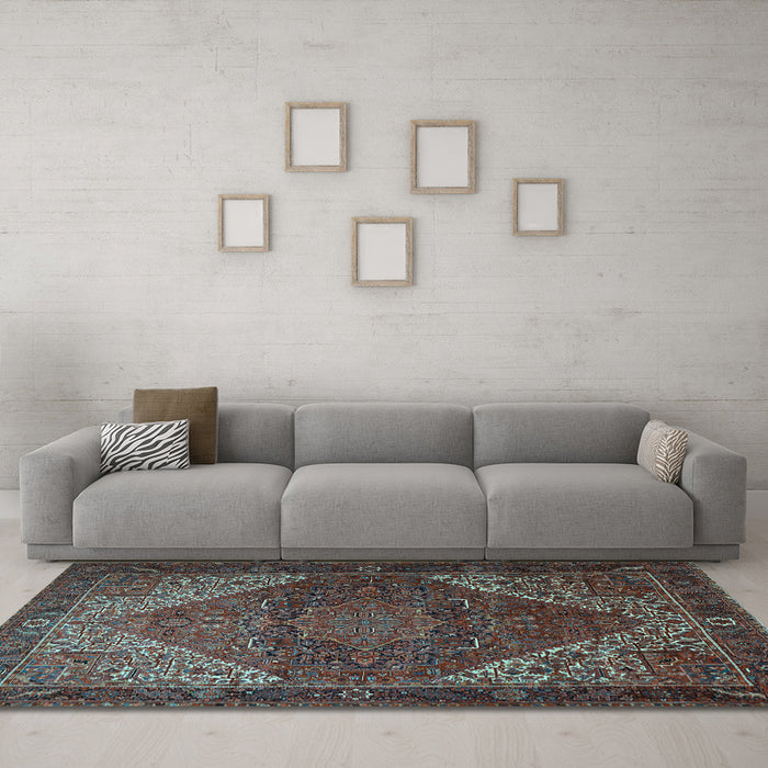 Machine Washable Persian Light Blue Traditional Rug in a Living Room, wshtr1569lblu