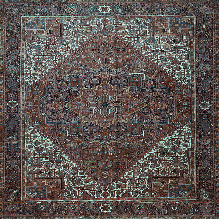 Square Machine Washable Persian Light Blue Traditional Rug, wshtr1569lblu