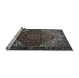 Sideview of Machine Washable Persian Light Blue Traditional Rug, wshtr1569lblu