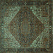 Square Persian Turquoise Traditional Rug, tr1569turq