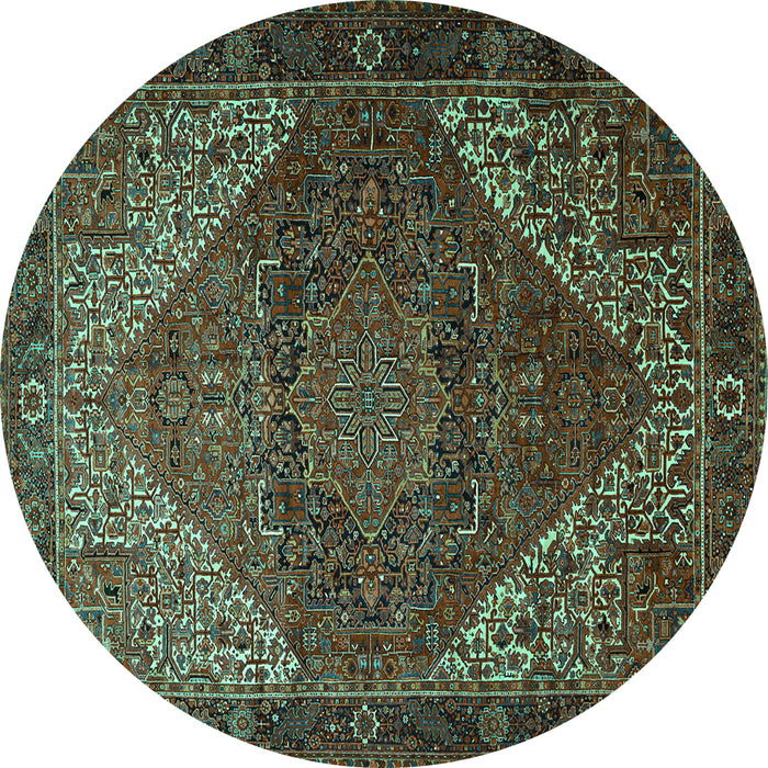 Round Persian Turquoise Traditional Rug, tr1569turq