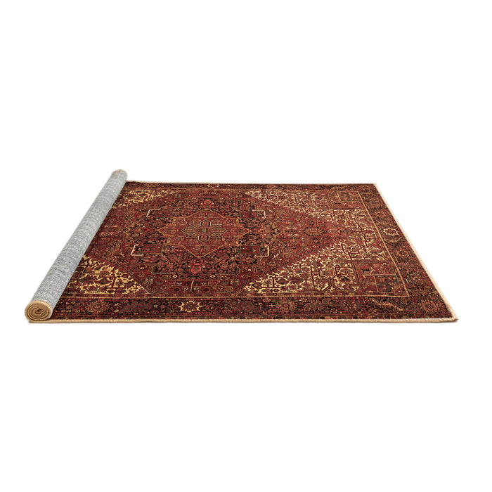 Sideview of Machine Washable Persian Brown Traditional Rug, wshtr1569brn