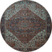 Round Persian Light Blue Traditional Rug, tr1569lblu