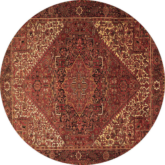 Round Persian Brown Traditional Rug, tr1569brn