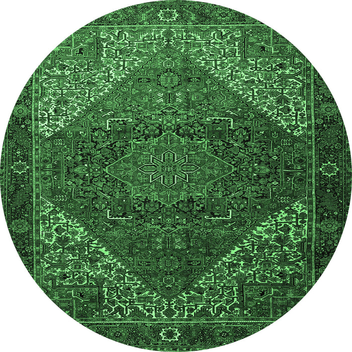 Round Persian Emerald Green Traditional Rug, tr1569emgrn