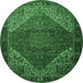 Round Persian Emerald Green Traditional Rug, tr1569emgrn