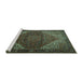 Sideview of Machine Washable Persian Turquoise Traditional Area Rugs, wshtr1569turq