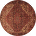 Round Machine Washable Persian Brown Traditional Rug, wshtr1569brn