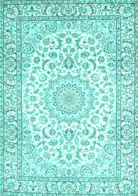 Medallion Turquoise Traditional Rug, tr156turq