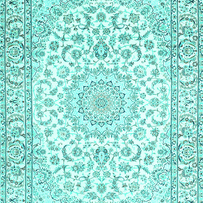 Machine Washable Medallion Turquoise Traditional Area Rugs, wshtr156turq