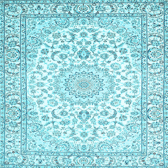 Square Medallion Light Blue Traditional Rug, tr156lblu
