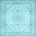 Square Medallion Light Blue Traditional Rug, tr156lblu