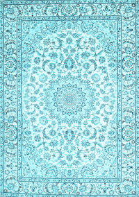 Medallion Light Blue Traditional Rug, tr156lblu