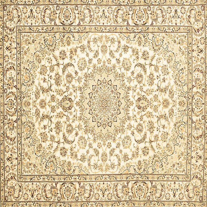 Square Machine Washable Medallion Brown Traditional Rug, wshtr156brn
