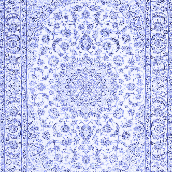 Machine Washable Medallion Blue Traditional Rug, wshtr156blu