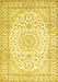 Machine Washable Medallion Yellow Traditional Rug, wshtr156yw