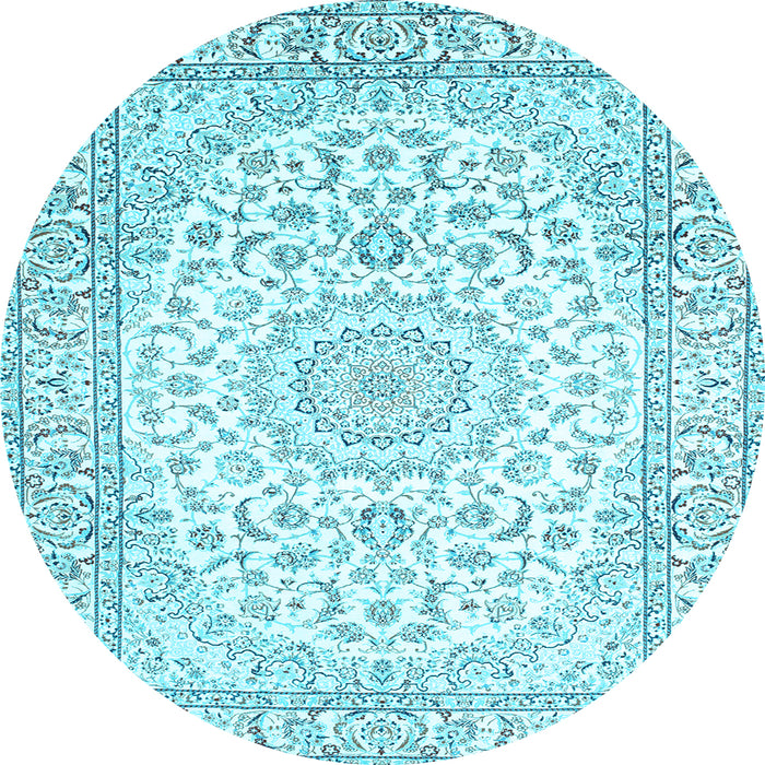 Round Medallion Light Blue Traditional Rug, tr156lblu