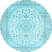 Round Medallion Light Blue Traditional Rug, tr156lblu