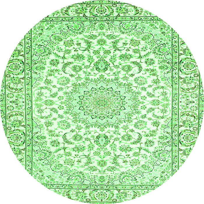 Machine Washable Medallion Green Traditional Area Rugs, wshtr156grn