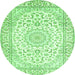 Machine Washable Medallion Green Traditional Area Rugs, wshtr156grn