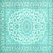 Square Medallion Turquoise Traditional Rug, tr156turq