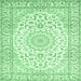 Square Machine Washable Medallion Emerald Green Traditional Area Rugs, wshtr156emgrn