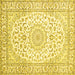 Square Medallion Yellow Traditional Rug, tr156yw