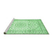 Sideview of Machine Washable Medallion Emerald Green Traditional Area Rugs, wshtr156emgrn