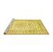 Sideview of Machine Washable Medallion Yellow Traditional Rug, wshtr156yw