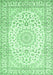 Machine Washable Medallion Emerald Green Traditional Area Rugs, wshtr156emgrn