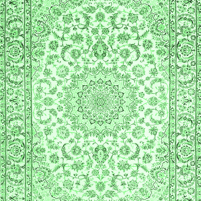 Machine Washable Medallion Emerald Green Traditional Area Rugs, wshtr156emgrn