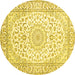 Round Medallion Yellow Traditional Rug, tr156yw