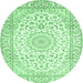 Round Medallion Emerald Green Traditional Rug, tr156emgrn