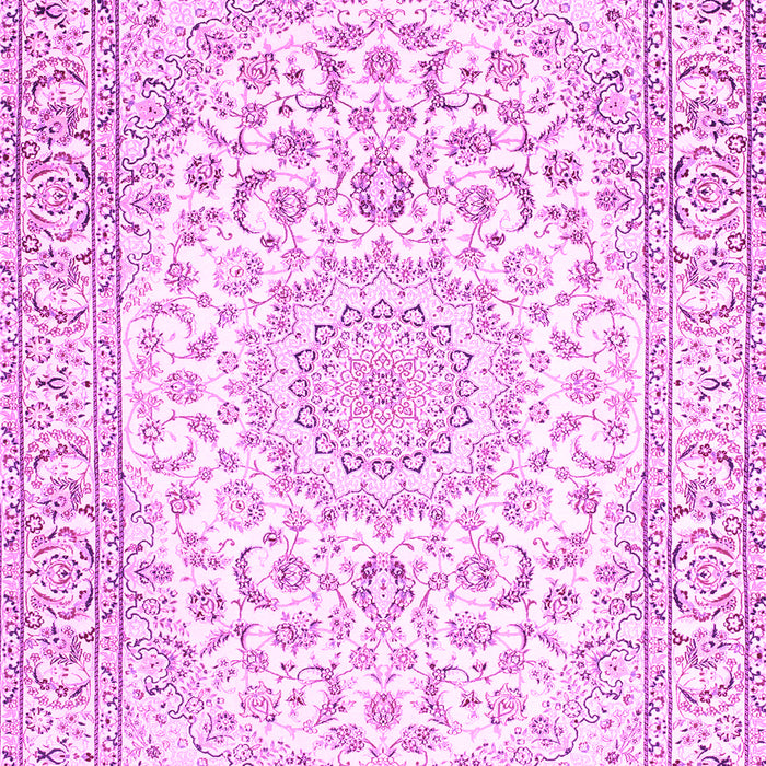 Machine Washable Medallion Pink Traditional Rug, wshtr156pnk