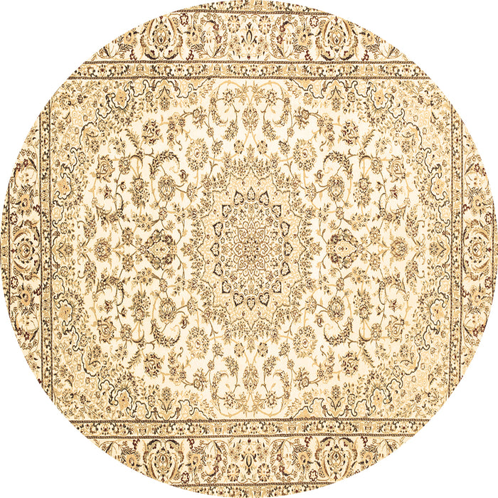 Round Medallion Brown Traditional Rug, tr156brn
