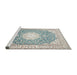 Sideview of Machine Washable Traditional White Gold Rug, wshtr157