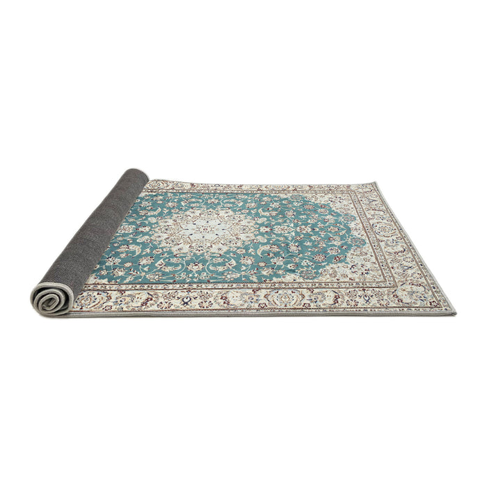 Sideview of Traditional White Gold Medallion Rug, tr157