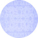 Round Oriental Blue Traditional Rug, tr1570blu