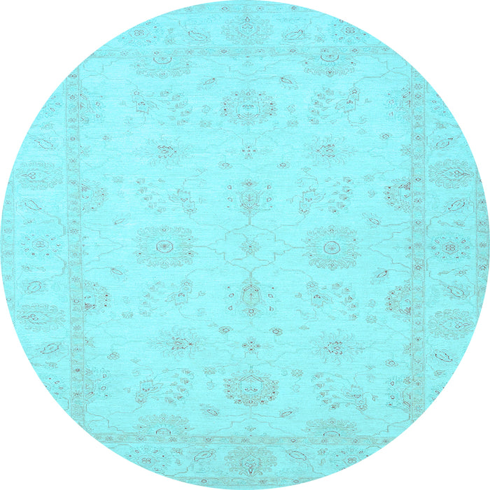 Round Oriental Light Blue Traditional Rug, tr1570lblu