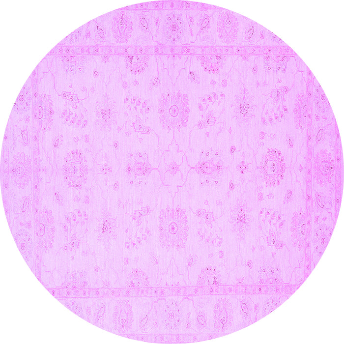 Round Oriental Purple Traditional Rug, tr1570pur