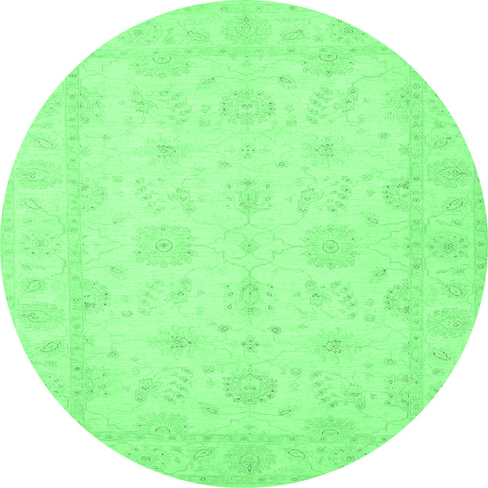 Round Machine Washable Oriental Emerald Green Traditional Area Rugs, wshtr1570emgrn