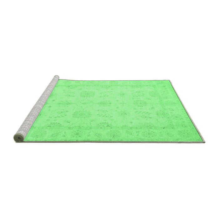 Sideview of Machine Washable Oriental Emerald Green Traditional Area Rugs, wshtr1570emgrn
