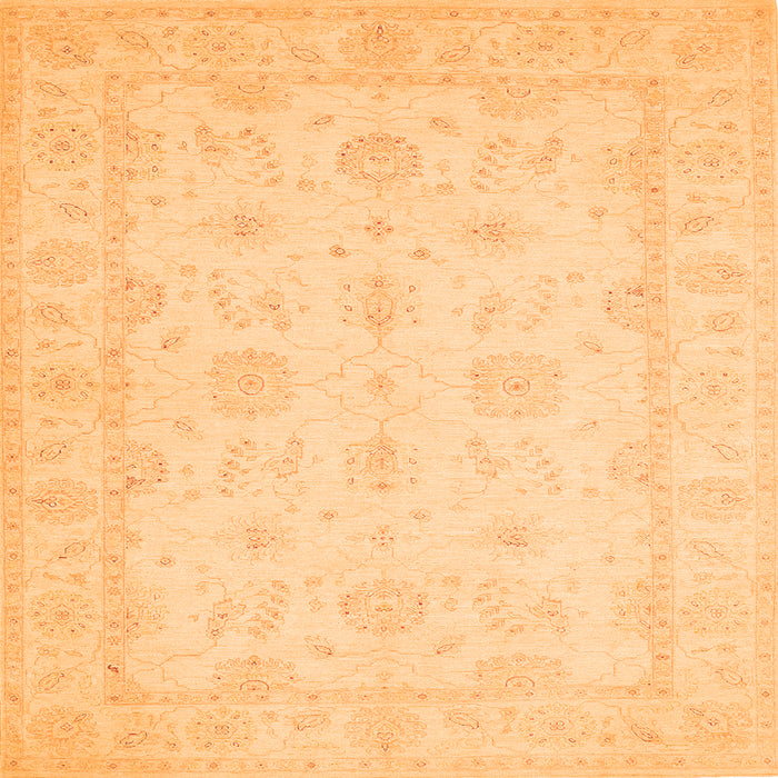 Round Machine Washable Oriental Orange Traditional Area Rugs, wshtr1570org