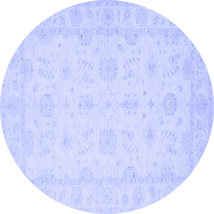 Round Machine Washable Oriental Blue Traditional Rug, wshtr1570blu
