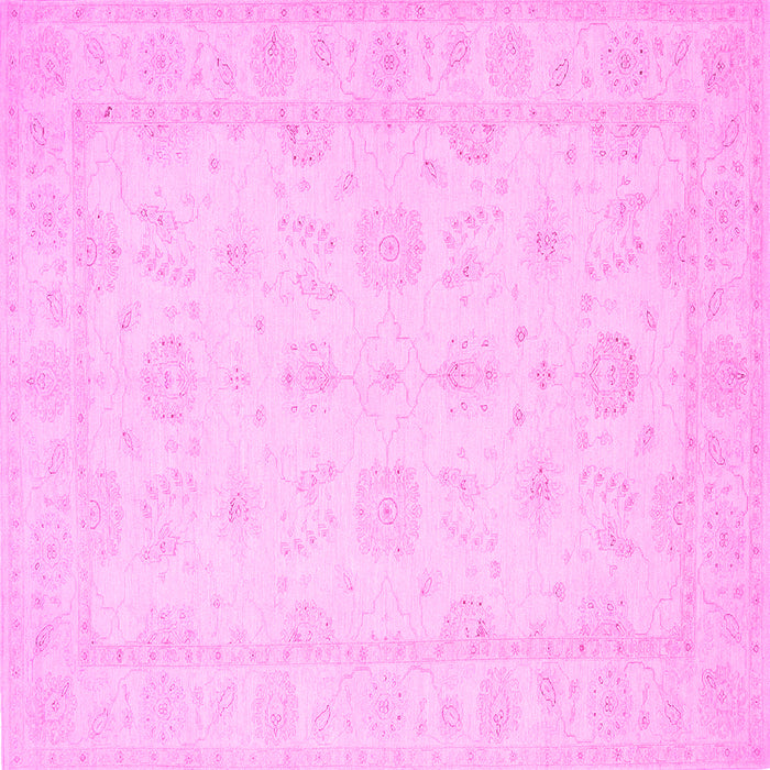 Square Machine Washable Oriental Pink Traditional Rug, wshtr1570pnk