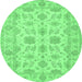 Round Oriental Emerald Green Traditional Rug, tr1571emgrn
