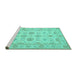 Sideview of Machine Washable Oriental Turquoise Traditional Area Rugs, wshtr1571turq