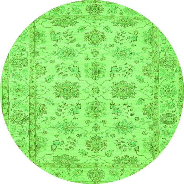 Square Oriental Green Traditional Rug, tr1571grn