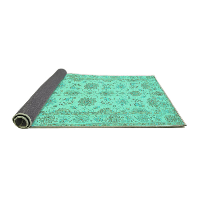 Sideview of Oriental Turquoise Traditional Rug, tr1571turq